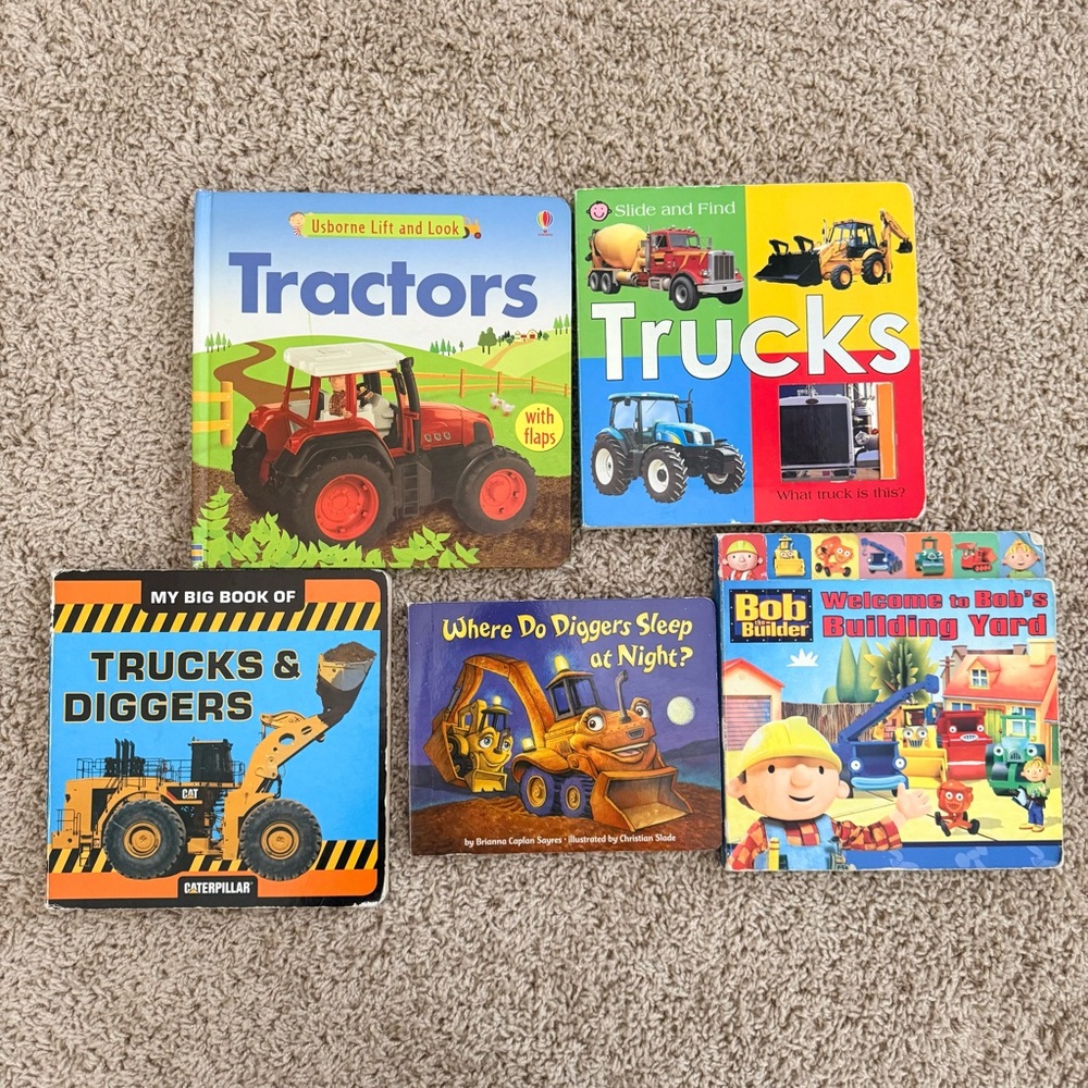 Assorted Kids Trucks & Tractors Board Book Set - Colorful Vehicle Books